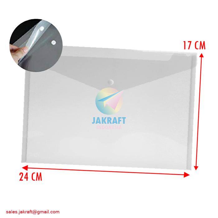 

Map Kancing Document Bag Plastik A5 Putih Bening Transparan Tebal VDE637