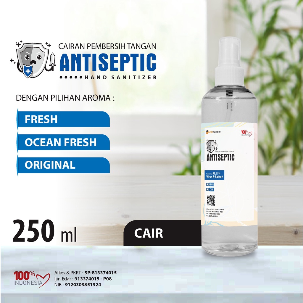 Hand Sanitizer Cair Antiseptic  Putihan Macam Varian  Aroma Segar 250 ml Spray + Free Bubble Wrap