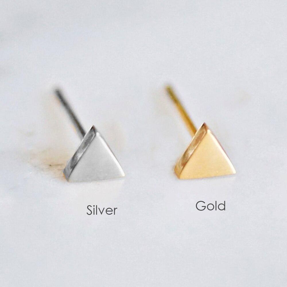 Anting Stud Bentuk Segitiga Kecil Bahan Stainless Steel Gaya Minimalis Untuk Wanita