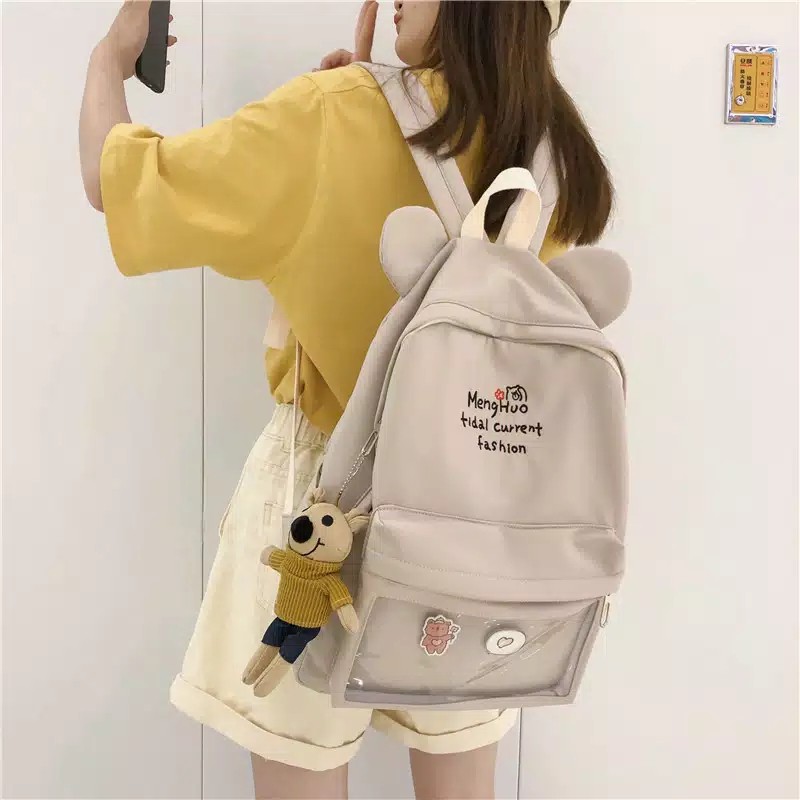 Terlaris Tas Ransel Mika Telinga Warna Cream / Tas Ransel Wanita Cantik / Tas Ransel Mika Telinga /  Tas Ransel Hiya