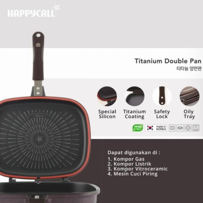HAPPYCALL TITANIUM DOUBLE PAN STANDARD GRILL | HAPPY CALL 28CM 100%ORI TERLARIS1111