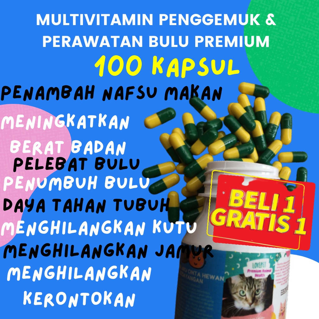 vitamin kucing bulu gembul untuk nafsu makan  badan gemuk  bulu lebat  gembul dan cegah rontok vitam