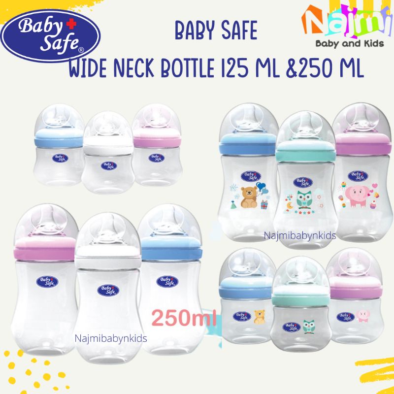 WN001 WN002 WN04 WN05 WN06 WN30 Baby Safe Wide Neck Milk Bottle (Babysafe botol susu) 125ml / 250ml