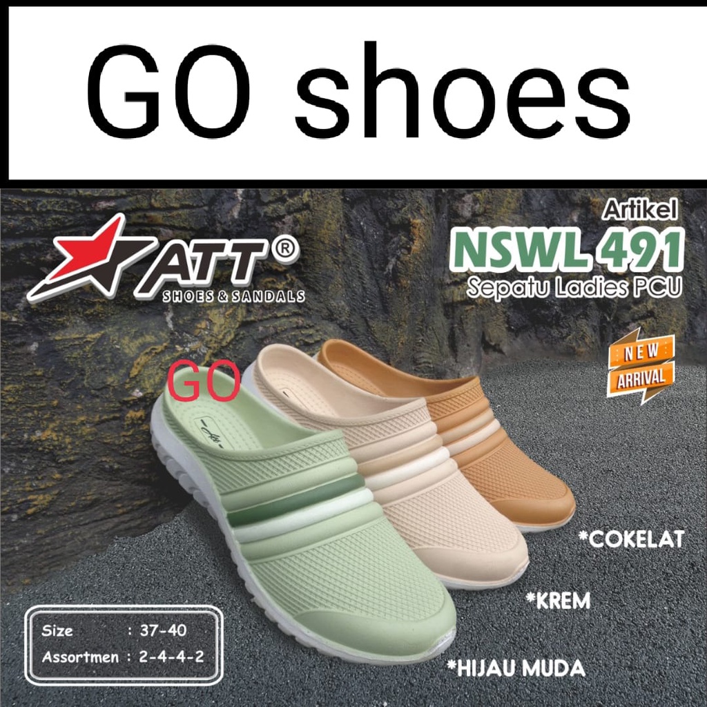 gof ATT NSWL Sepatu Sandal Karet Slip On Sepatu Cewek Anti Air Empuk Tidak Lecet Ringan