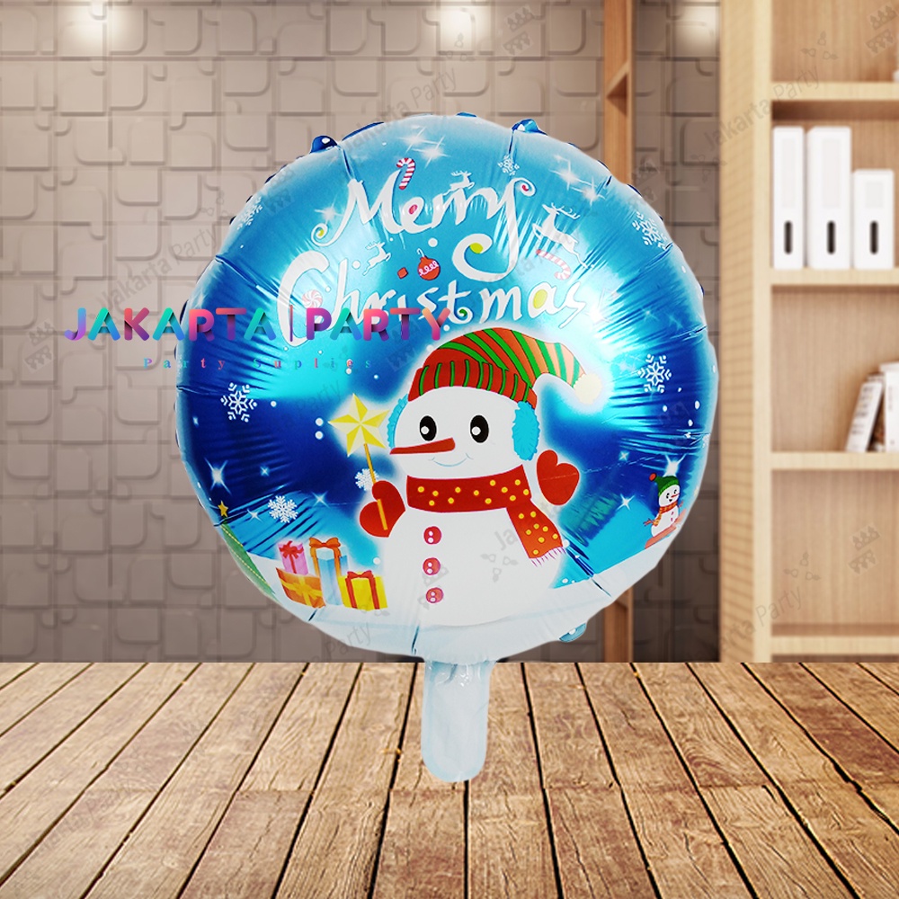 Balon Bulat Natal #6 / Balon Foil Bulat / Balon Foil Xmas / Balon Xmas