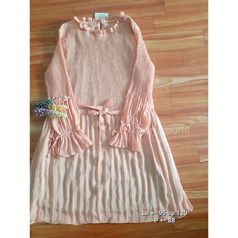 Atasan Wanita Tunik Plisket Sifon Ceruty Polos