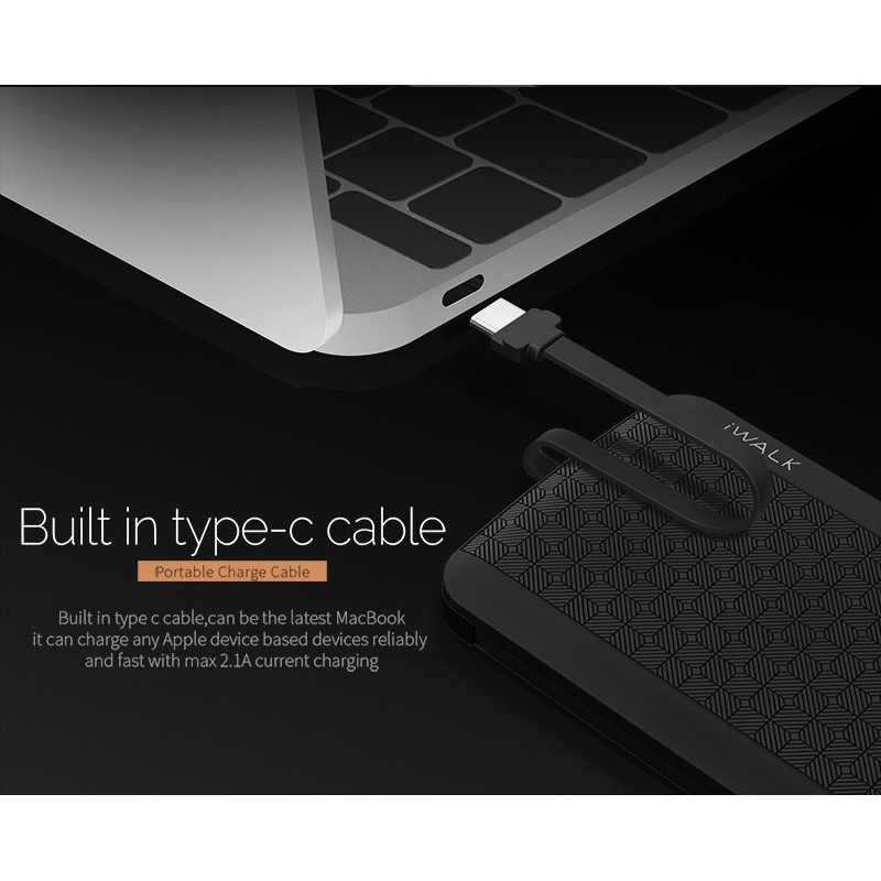 IWALK UBT8000X Scorpion Power Bank 8000mAh Built-in Cable