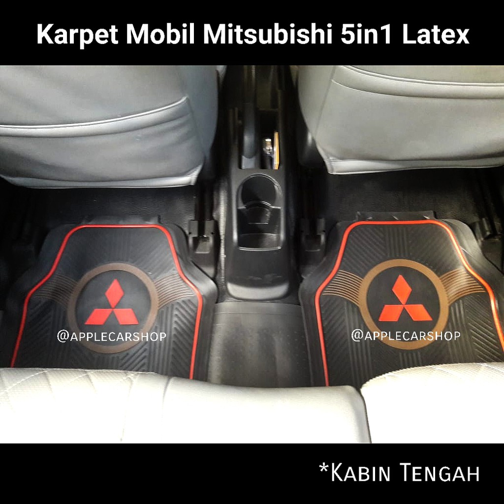 Karpet Mobil Mitsubishi Latex Merah Hitam 5in1