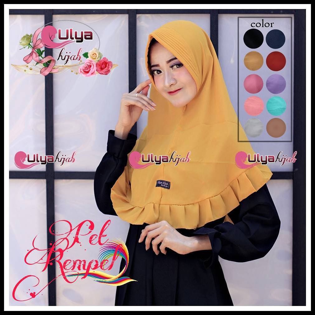 Jilbab Instant Khimar Pet Rampel polos bahan wolfis merek ulya hijab