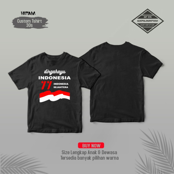 Baju Kaos Outfit Pria Wanita Anak Anak HUT RI Ke 77 Dirgahayu - , Putih