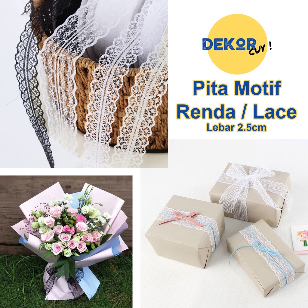 

[HARGA PER 1 METER DAN AKAN DIKIRIM UTUH TANPA DI POTONG] PITA MOTIF RENDA LACE LEBAR 3CM HARGA PER 1 METER PITA KADO PITA BUKET PITA BUNGA