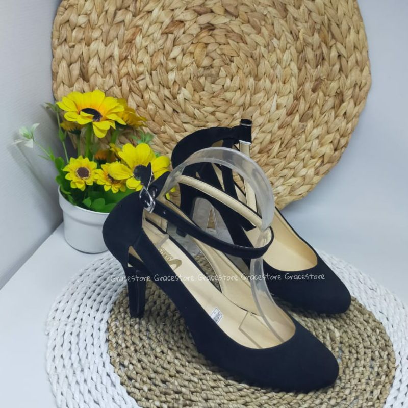 COD Heels Wanita elegan - Heels wanita hitam 7cm - Heels wanita tali - Heels wanita kerja - High heels ala korea Pd224