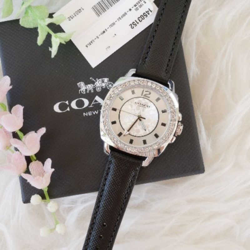 Coach Leather Strap Silver Tone Women (C14503152)