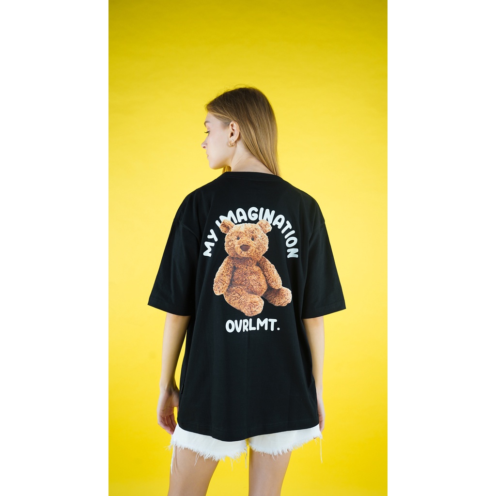 OVERLIMIT BLACK TEDDY IMAGINATION | T-SHIRT OVERSIZE | KAOS OVERSIZE | STREETWEAR | HITAM