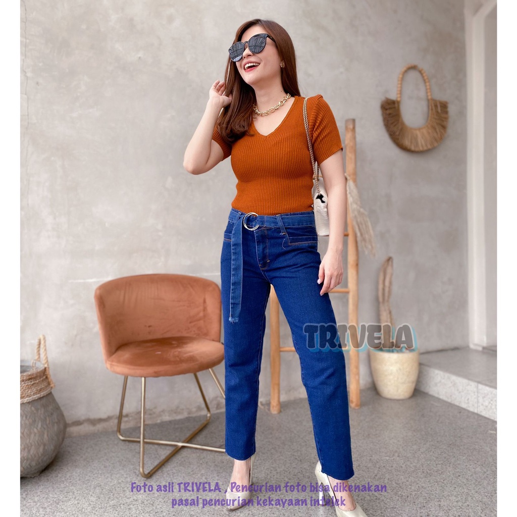 TRIVELA - CLEA BOYFIE / BOYFRIEND IKAT PINGGANG / CLEA LIGHT UNFINISHED BOYFIE FREE BELT