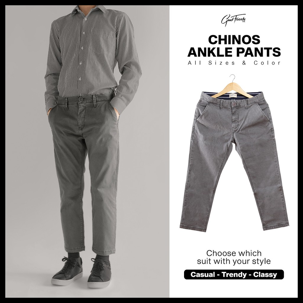 GOODFRIENDS Celana Ankle Pants CHINOS Silver Grey