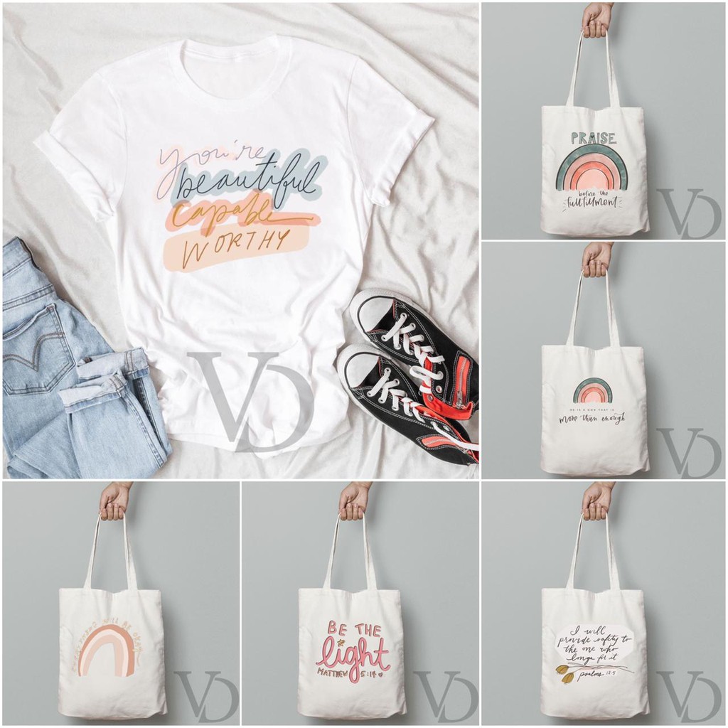 TOTE BAG QUOTES MUKA TERBARU / AESTHETIC TOTE BAG / TAS BELANJA KEKINIAN