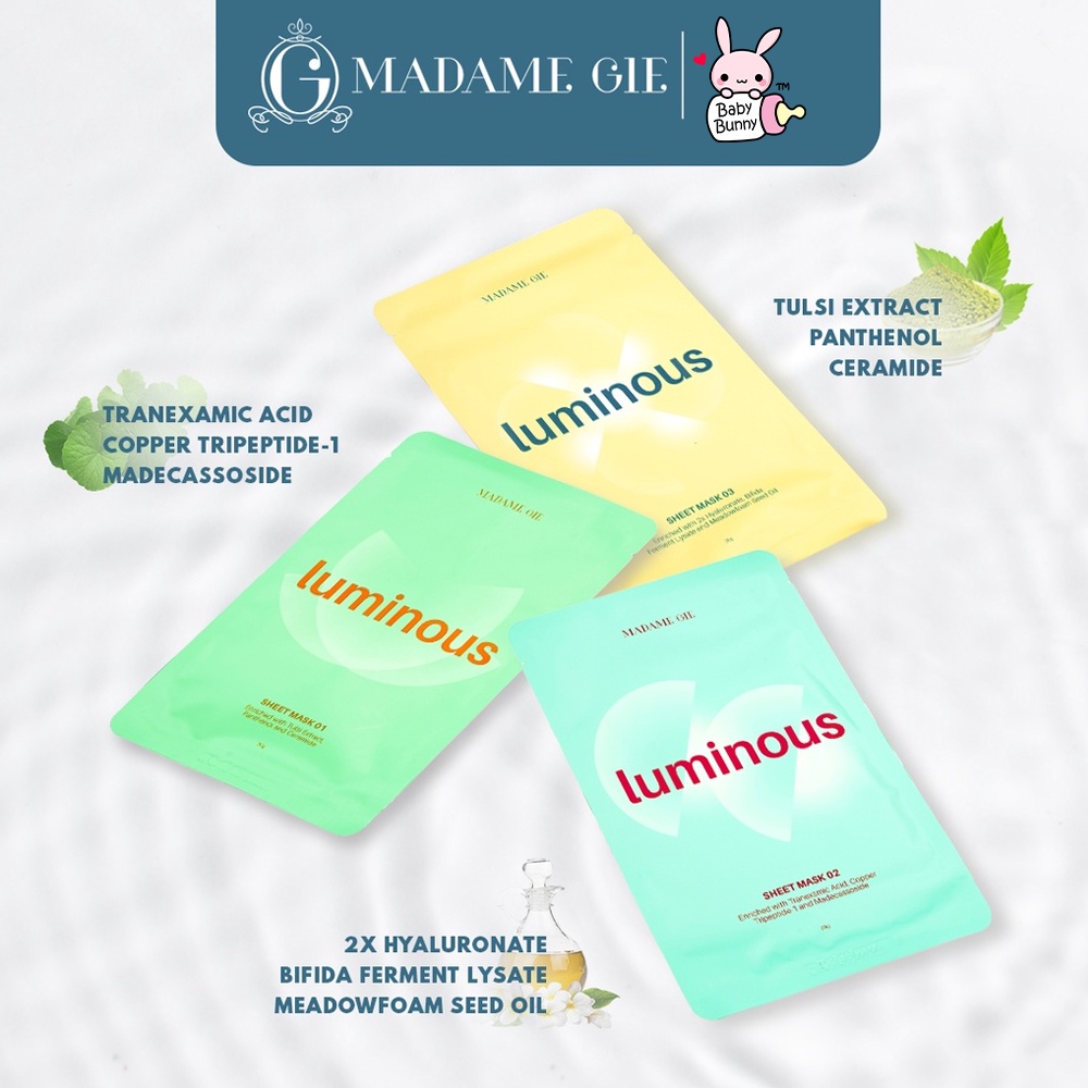 ❤ BELIA ❤ MADAME GIE Luminous Sheet Mask | Sky Eye Under Eye Pad | Gel Face Mask Blister | BPOM