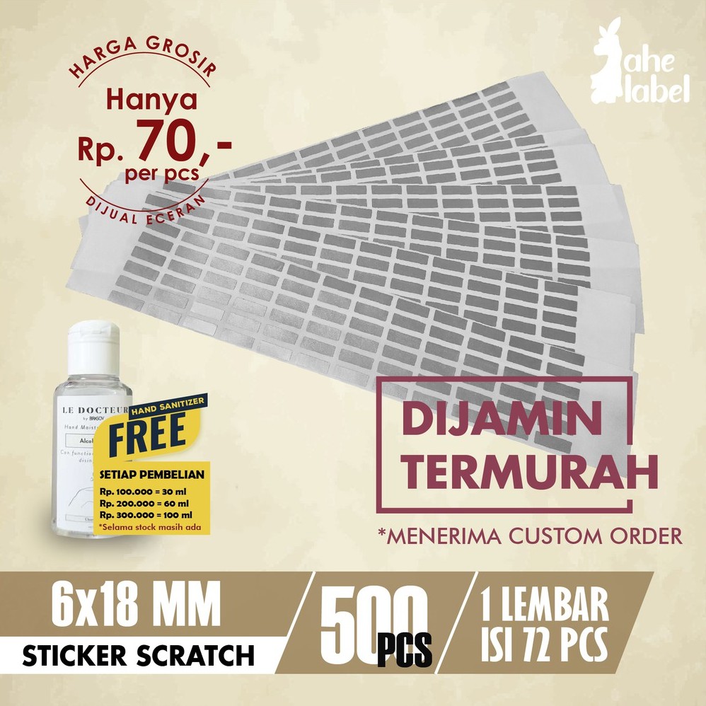 

STICKER GOSOK , STIKER SCRATCH , PENUTUP PIN VOUCHER 6X18 MM POLOS - 500 PCS