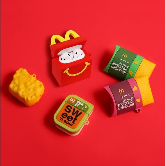 3D McDonald McD Pie Nugget Cute Silicone Soft Case Casing Airpods 1/2 CASE SILIKON AIRPODS LUCU