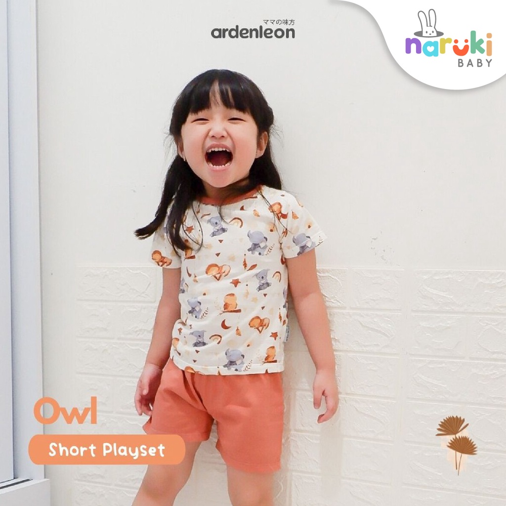 Ardenleon Short Playset Astronot Owl Star Arden Leon Baju Setelan Anak