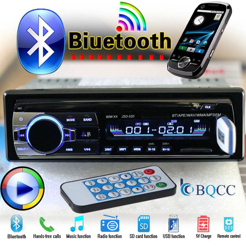 Taffware Tape Audio Mobil Bluetooth Car MP3 Player output 4X60W New JSD520 12V Car Radios Stereo FM MP3 Audio Player Support Bluetooth Phone with USB/SD MMC Port Car Electronics U-Disk Bluetooth MP3 Player Hands-free Car MP3 Stereo Audio FM Radio