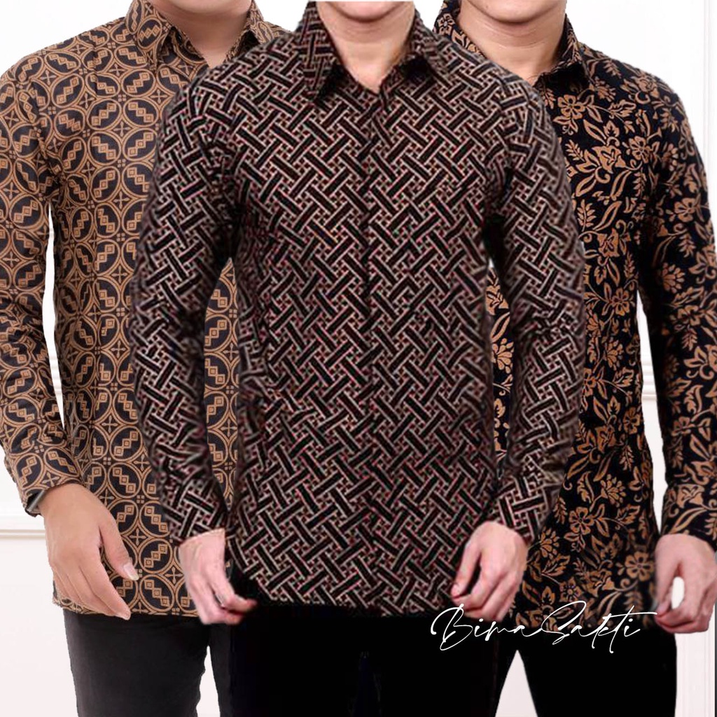 kemeja batik pria lengan panjang lawassan coklat - baju batik pria lengan panjang - kemeja batik cowok lengan panjang - kemeja batik laki laki lengan panjang - bimasakti - kemeja pria terbaru 2022 - kemeja pria kantor terbaru - baju batik cowok kondangan