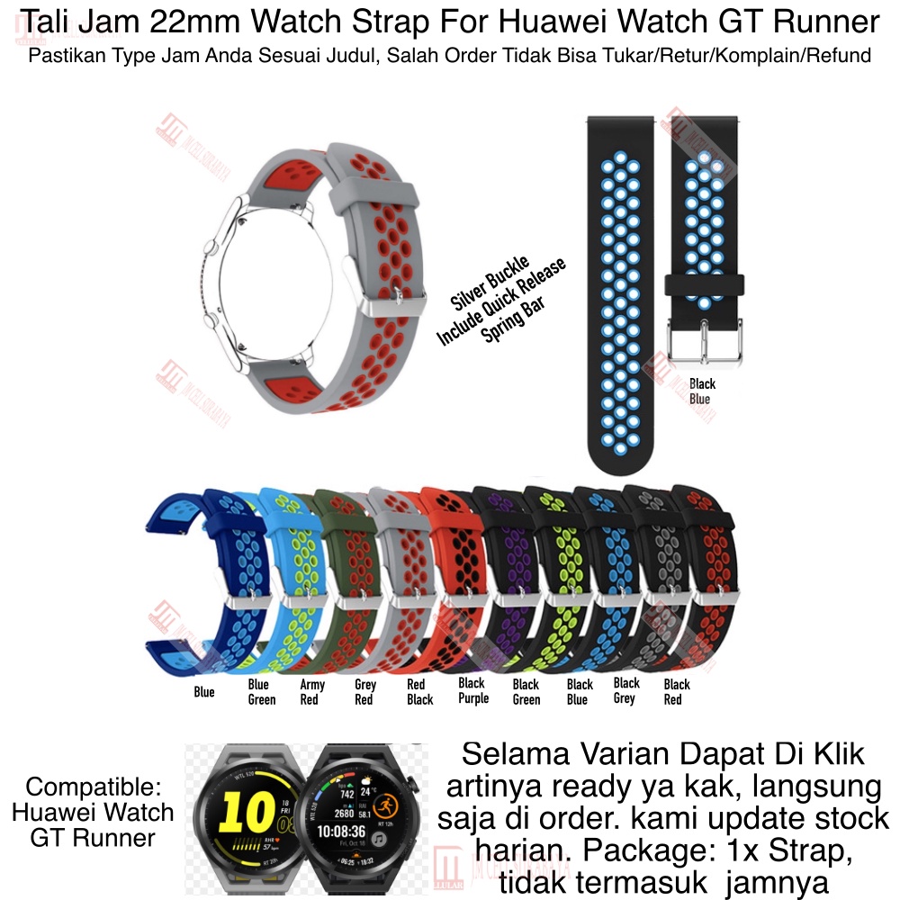 NSB Strap Huawei Watch GT Runner - Tali Jam Tangan 22mm Rubber Sporty Silikon