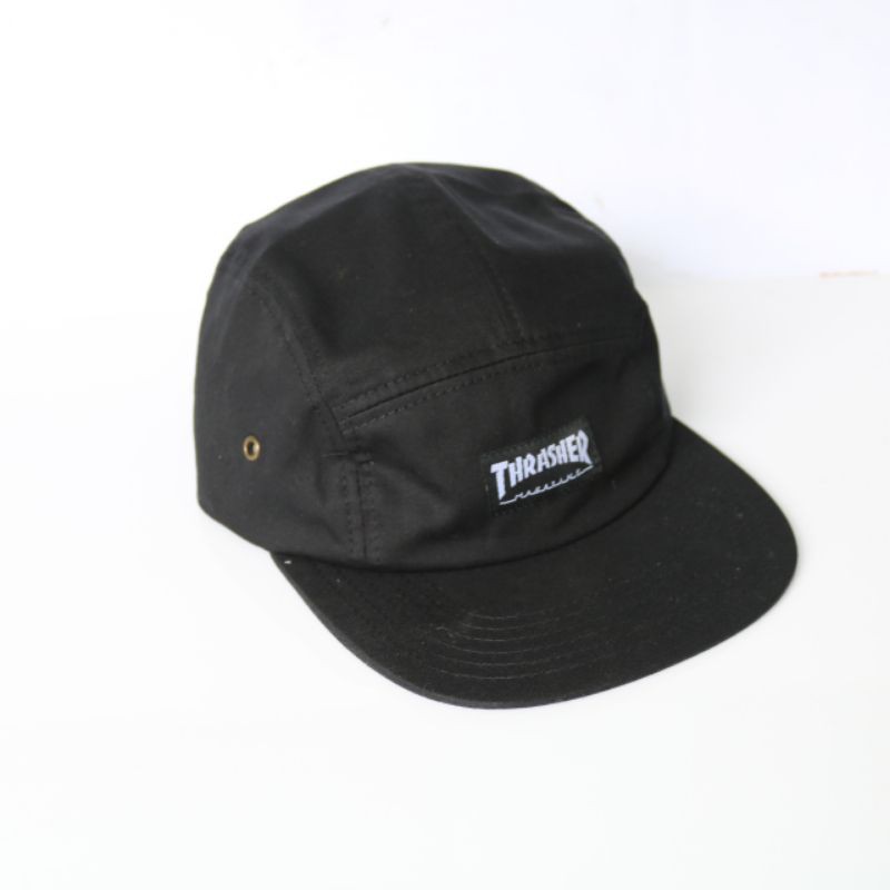 Topi thrasher 5 panel hitam