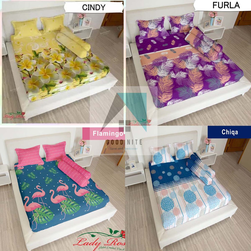 Sprei Spre Lady Rose Murah Size King/Queen Motif Cindy Furla Flamingo ChiQa Bantal lengkap