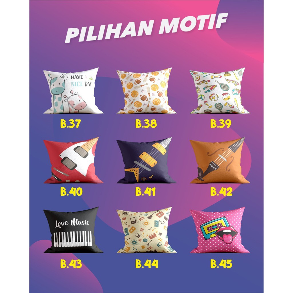 Sarung Bantal Printing Custom Uk M , L, XL (Tanpa Isian Bantal)