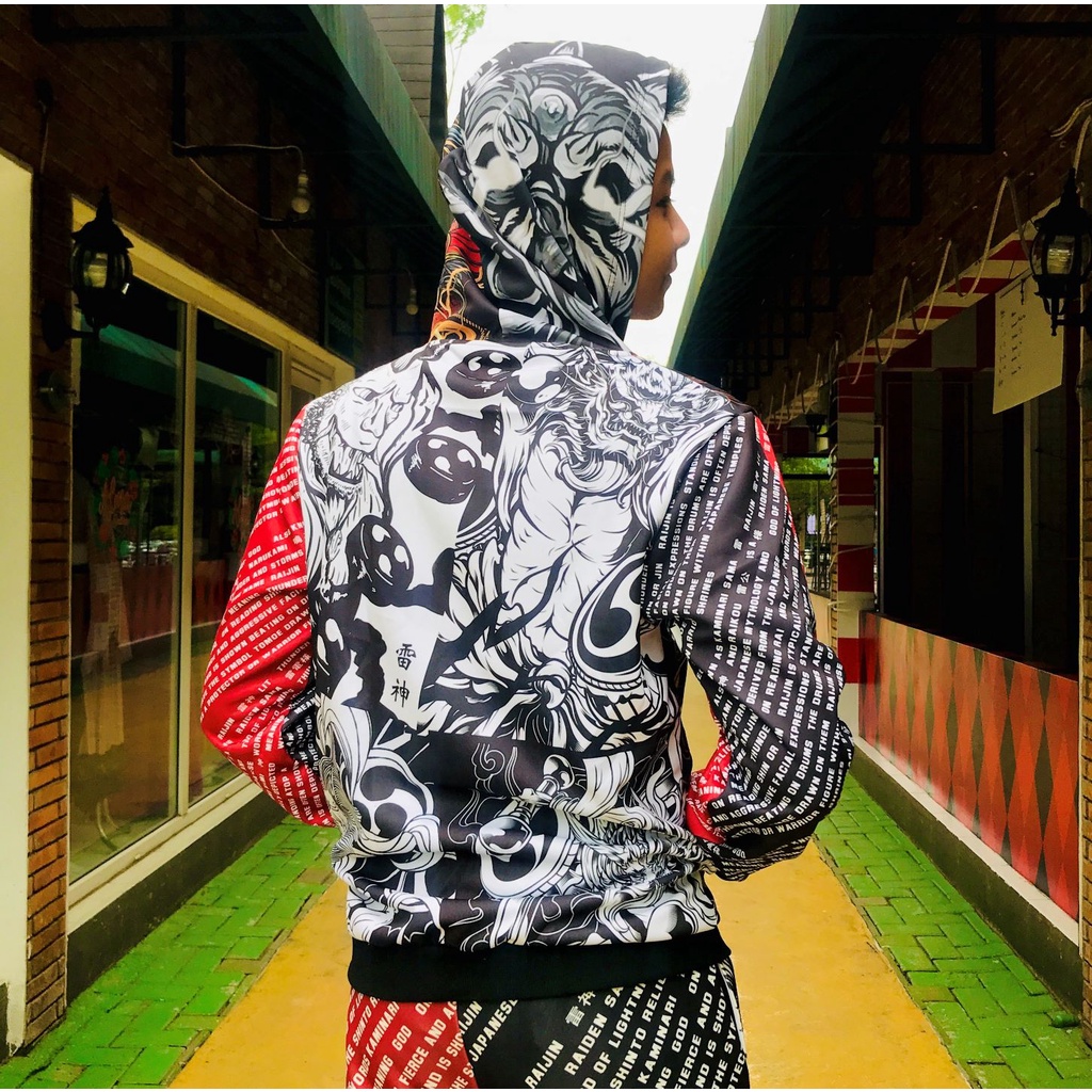 Jaket Adidaspoly Raijin Japanese Myth God Of Thunder Lightning and Storms Fullprint Anime Manga Premium