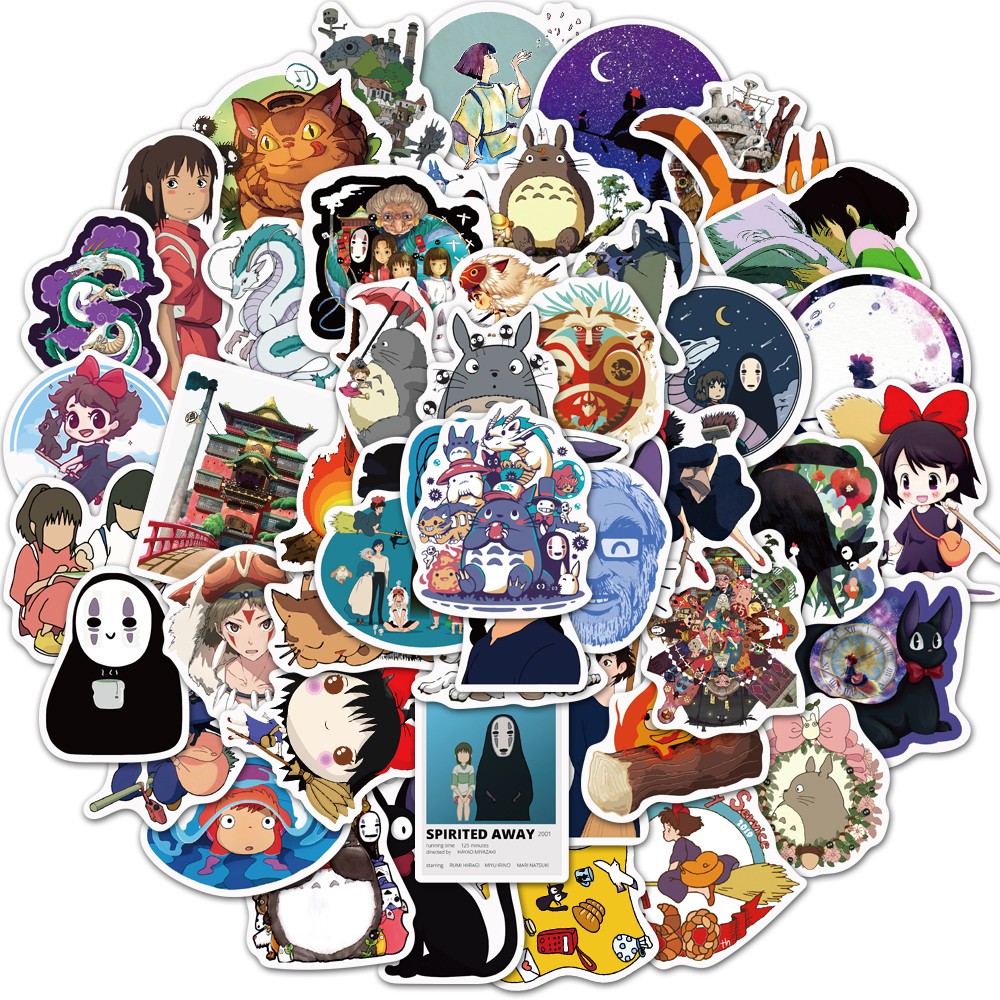 

50 Pcs Stiker Desain Kartun Hayao Miyazaki Tahan Air Untuk Dekorasi Laptop Koper Kulkas Skateboard Sepeda