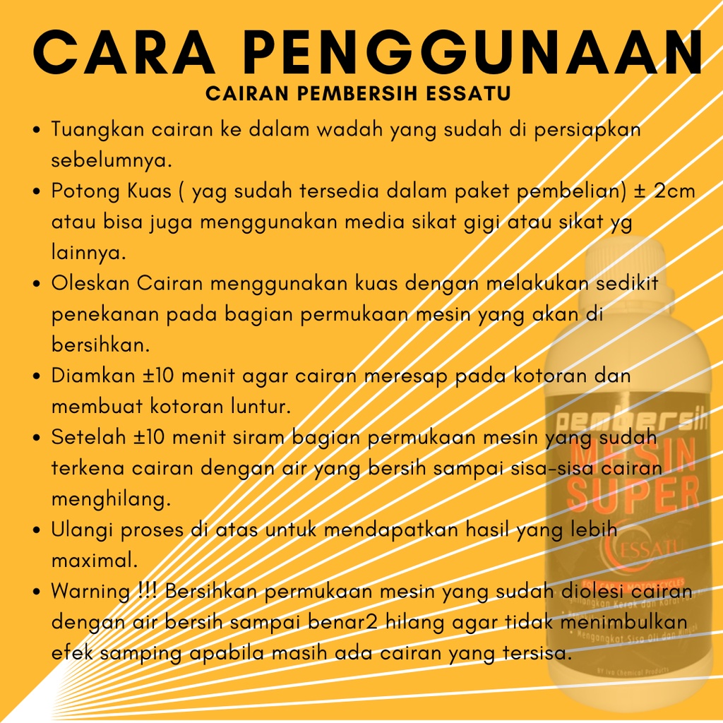 Cairan Pembersih Mesin Super Essatu 250 ML - Penghilang Kerak, Kotoran, Motor &amp; Mobil/Engine Degreaser