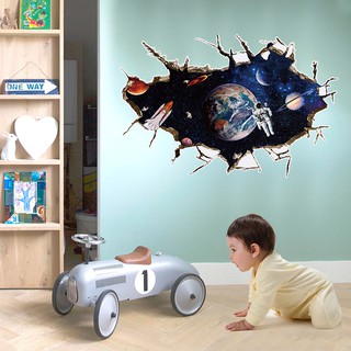 RELIZA WALL STICKER  PLANET LUAR  ANGKASA  ASTRONOT MOTIF 3D 