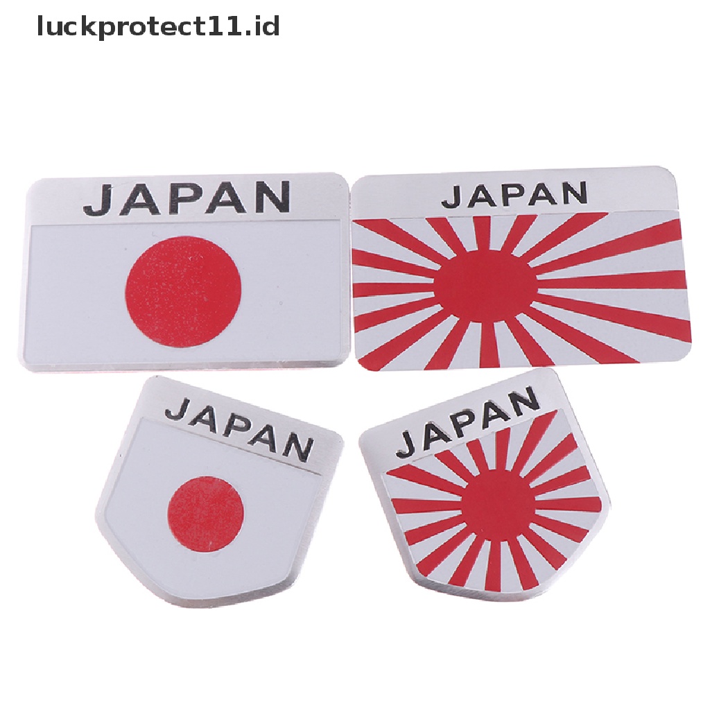 &lt; Luckprotect11.Id &gt; 1pc Motif Bendera Jepang Paduan Mobil Motor Emblem Badge Sticker Decal