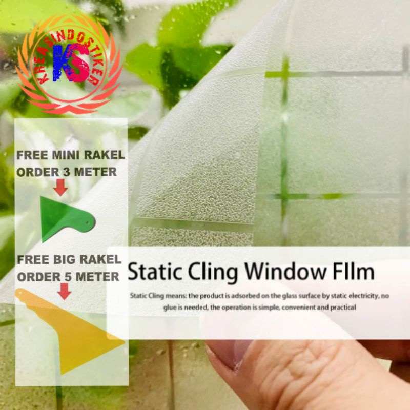 Stiker Kaca Stiker Kaca Jendela Pintu Motif Sandblast Kotak