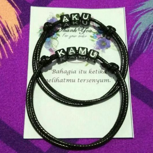 ZaphiraStore COD (BELI 10 GRATIS 1) Gelang Tali Nama/Inisial CUSTOM | GELANG HURUF Dadu