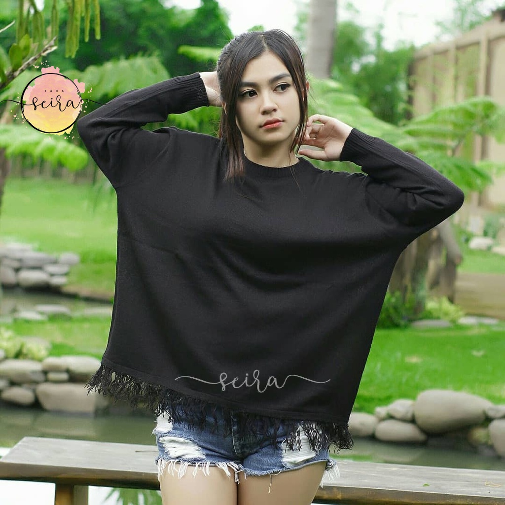 [BISA COD] Raida Blouse Rajut / Sweater Rajut Rawis Raida Wanita