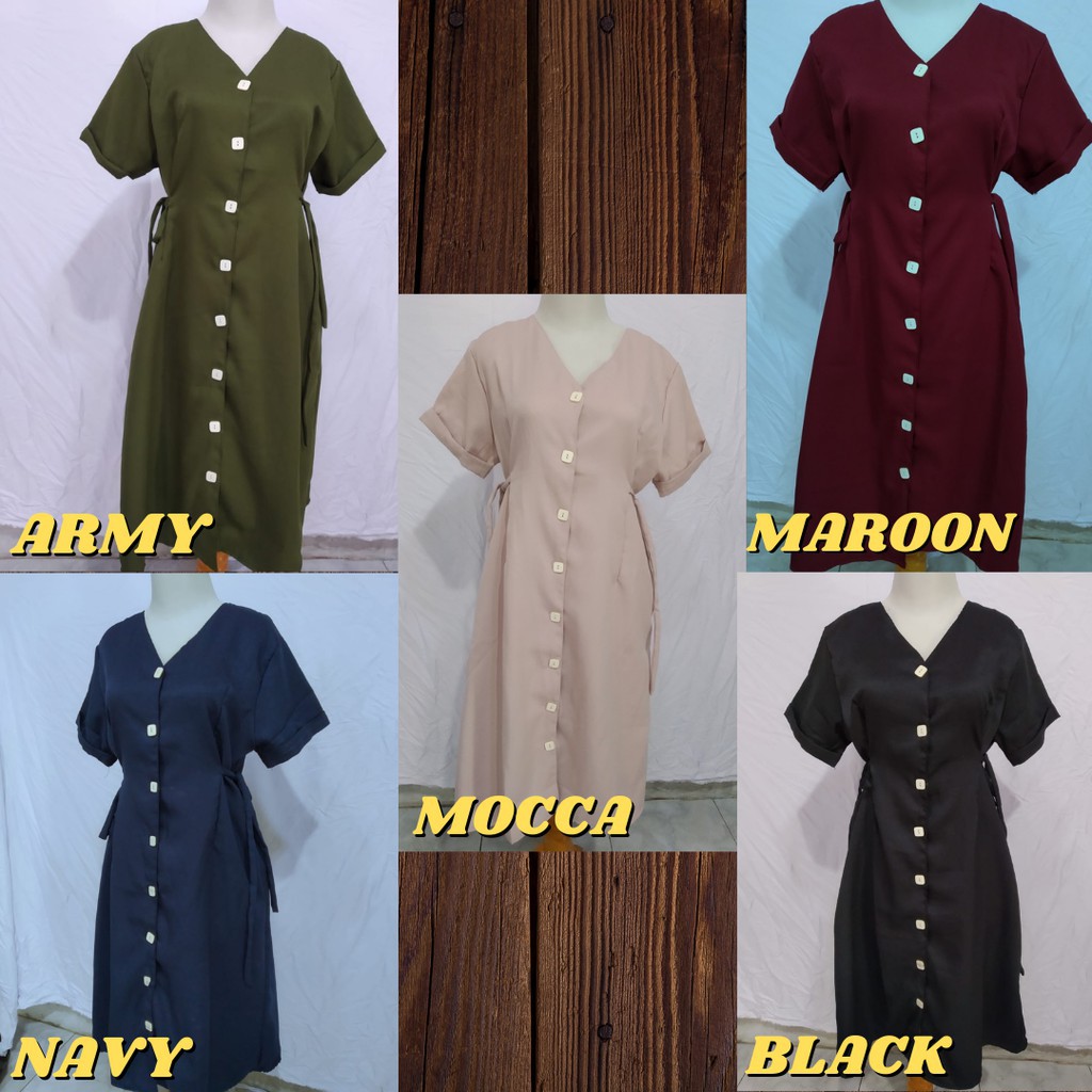 DRESS WANITA CASUAL PESTA LENGAN PENDEK BAJU DRESS WANITA ATASAN WANITA SHRIT DRESS MOSCREPE QW09