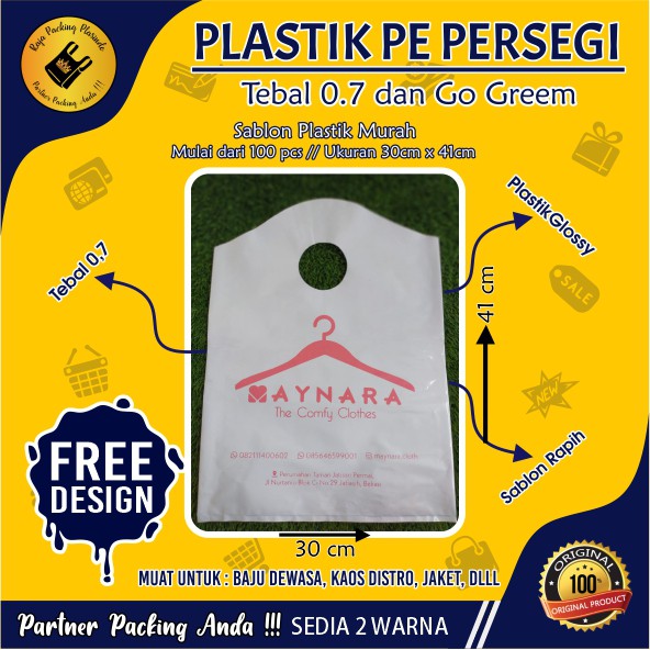 Sablon Plastik Olshop PE Gunung Uk 30x41 Tebal 0,7 Free Custom Desain Min 100pc Plastik sablon / pla