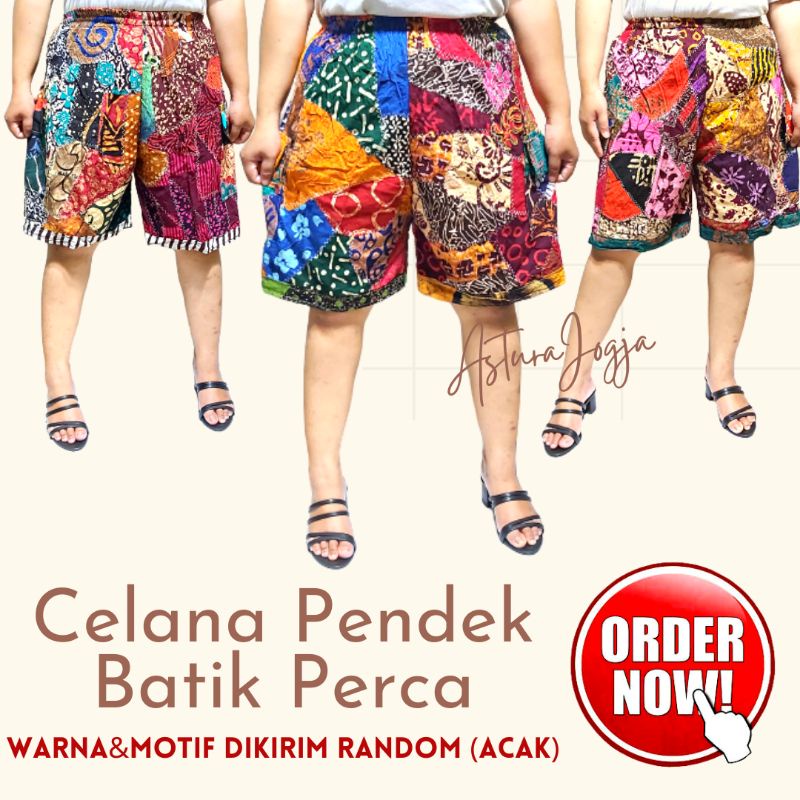 Celana Cargo Pendek Batik Perca Jumbo || Celana Santai Pria Wanita Oleh Oleh Jogja