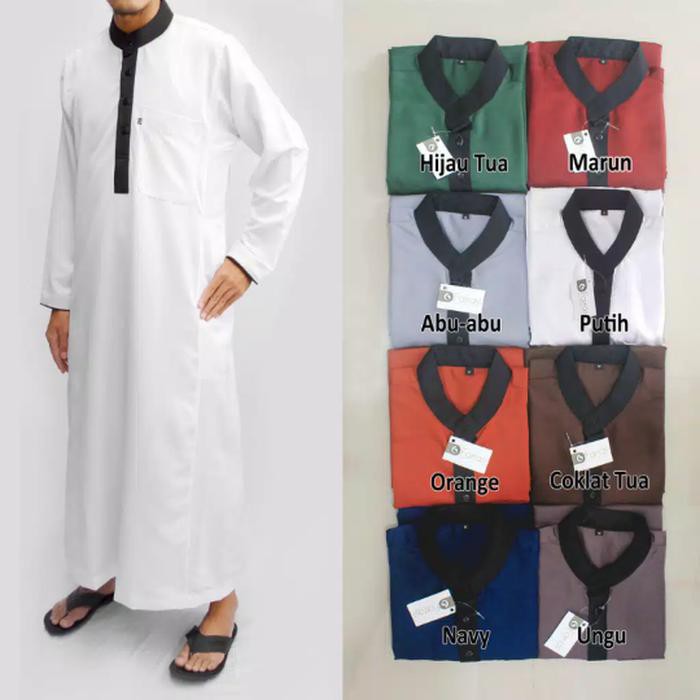 JUBAH SAUDI LIST FARRASI/GAMIS PRIA/BAJU MUSLIM FARRASI