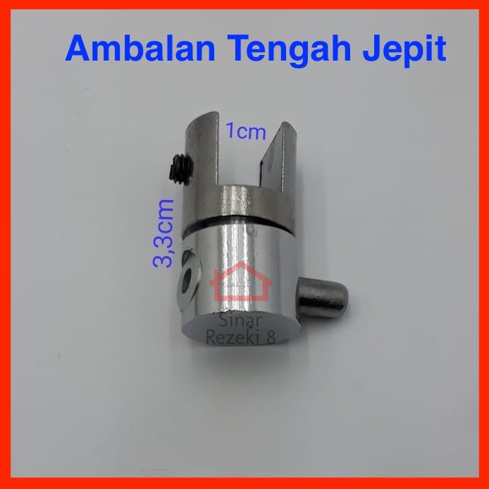 K646 Gantungan Bracket Rak Ambalan Kaca TENGAH JEPIT Single Jepit Kawat Sling Baja 2 mm