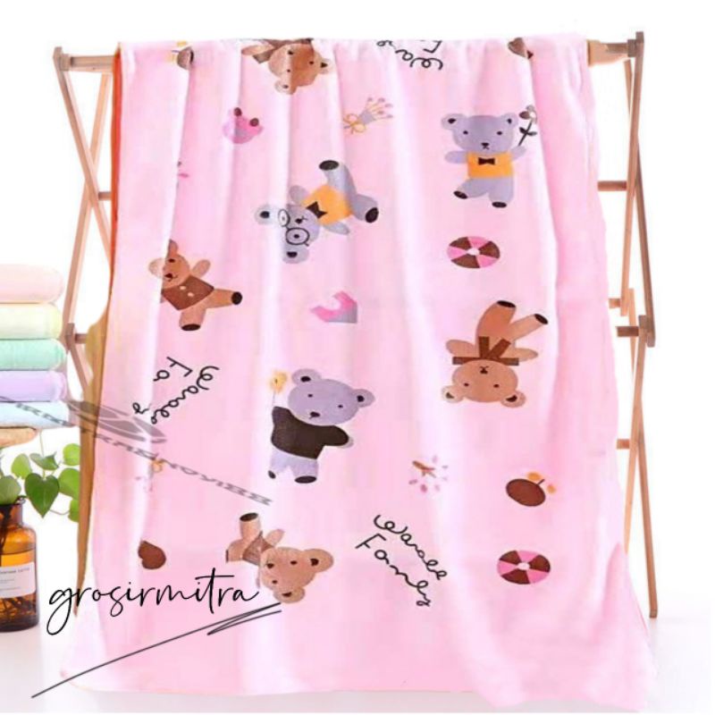 Handuk Bayi Handuk Mandi Microfiber Handuk Anak Besar Lebut Berdaya Serap Tinggi Motif Bear