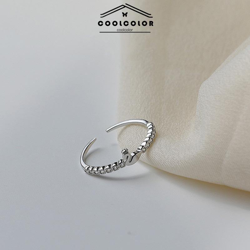 COD❤️Cincin S925 Silver Cygnet Open Ring Anti Karat Dan Anti Luntur Jari Telunjuk Bentuk Angsa Kecil Model Terbuka Untuk Wanita