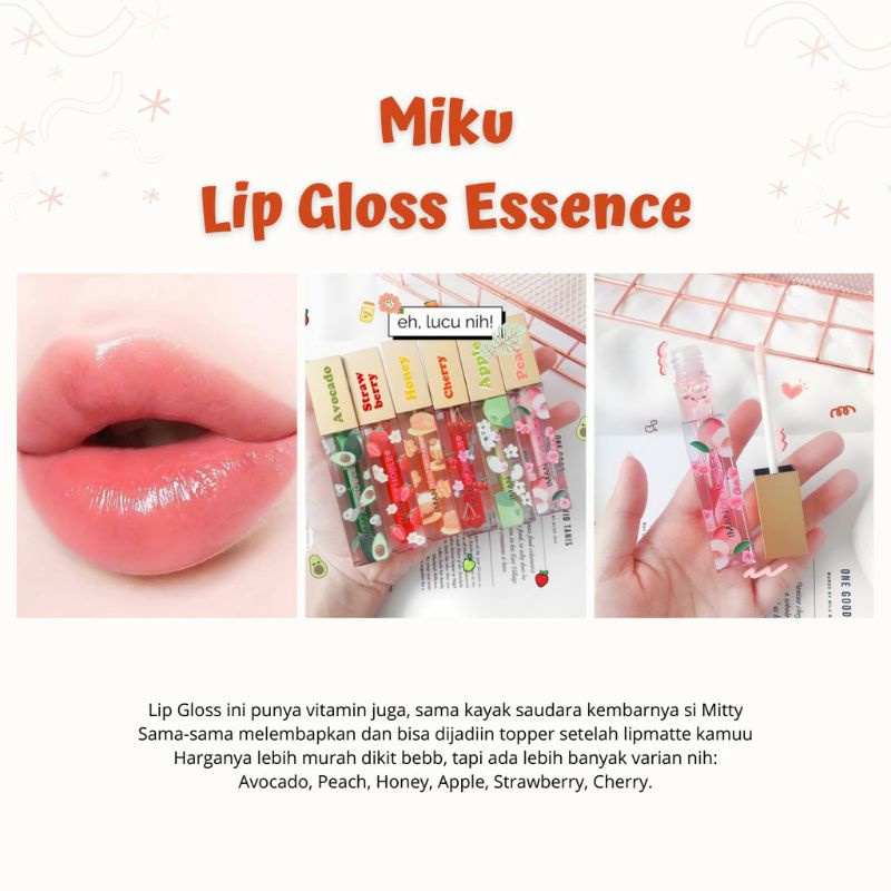 Miku lip gloss bening transparan lip topper