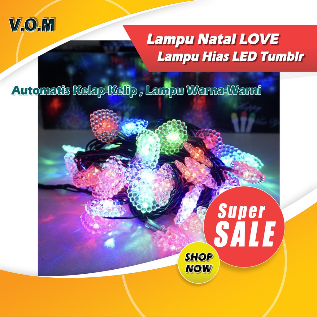 VOM Lampu Natal LOVE Lampu Hias Tumblr 0593