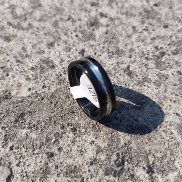 Cincin couple Hitam Titanium Stainless steel list dalam anti karat selamanya Fashion Ring