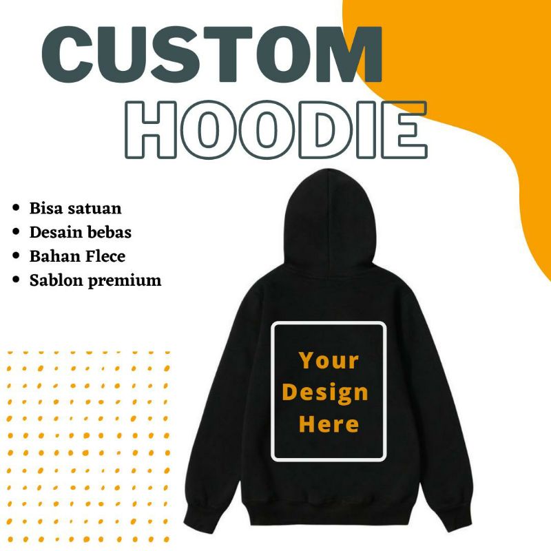 WARUNG SANDANG - Hoodie Custom Sablon Dtf Satuan Premium 100% Cotton Fleece Unisex Hoodie Costum Jak